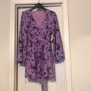 Free People Lavender Floral Wrap Dress